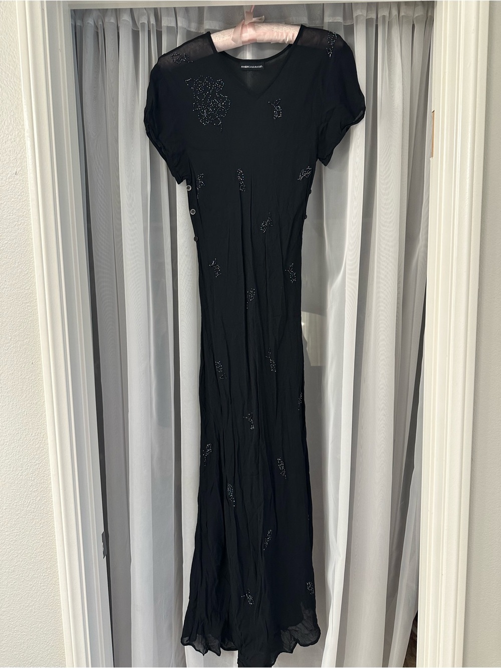 American Angel Black Embellished V-Neck Maxi Dress